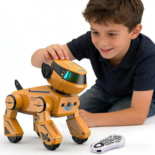 InventoBots Interactive Robot Dog, Programmable AI Smart Robotic Puppy, STEM Educational Dog for Ages 3-10, Orange Color