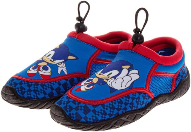 Josmo Sonic The Hedgehog Spiderman Stitch Water Shoes Summer Beach Slip On Quick Dry Pool Aqua Socks for Boys Size 13 Little Kid 1-4 Big Kid