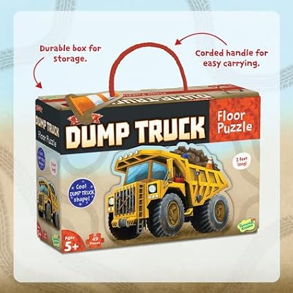 Peaceable Kingdom Jumbo Dump Truck Floor Puzzle 49 Pieces – Large Jigsaw Puzzle Gift for Toddlers and Kids Ages 5+ – Shiny Dump Truck