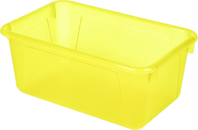 Storex Small Cubby Bins – Plastic Storage Containers for Classroom, 12.2 x 7.8 x 5.1 inches, Candy Yellow, 5-Pack (62476A05C)