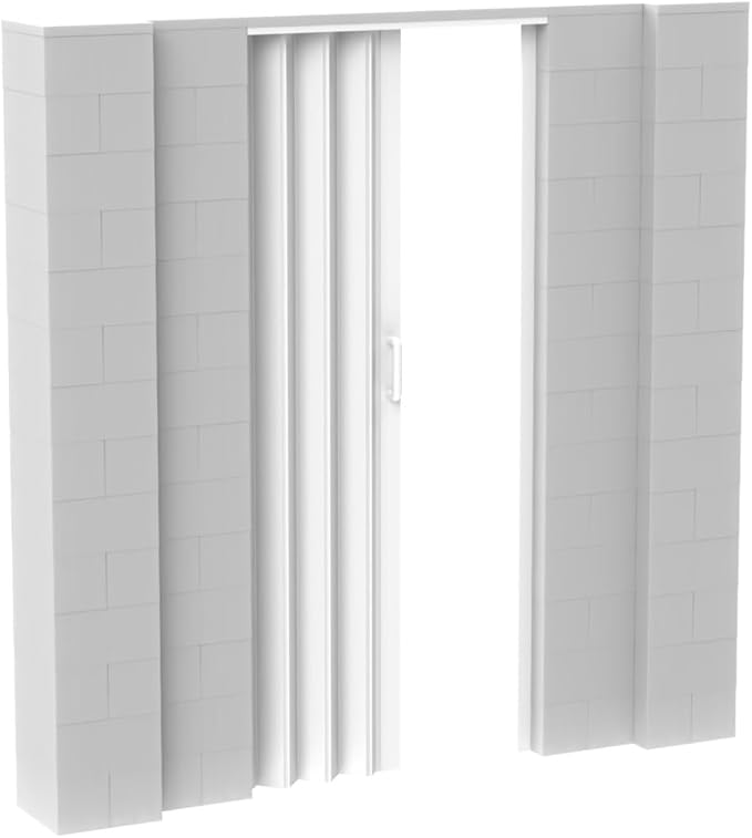 EverBlock 7’ x 7’ Wall Kit with Accordion Door | 3’ x 7’ Doorway | Modular Building Blocks | Wall Display System | Room Divider & Partition | Connect & Reuse | Indoor & Outdoor Use | Translucent