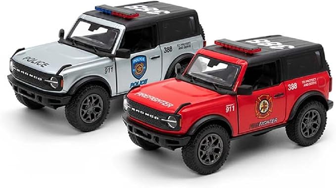 KiNSMART - 2022 Ford Bronco SUV 5 Inch 1:34 Scale Die Cast Metal Model Toy Truck (Rescue Police & Fire)