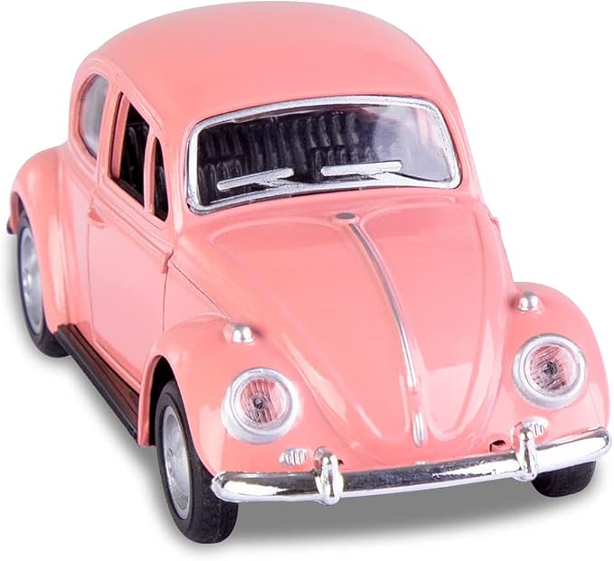 Berry President 1967 Classic Beetle Bug Vintage 1/32 Scale Diecast Metal Pull Back Car Model Toy for Gift Kids (Rose)