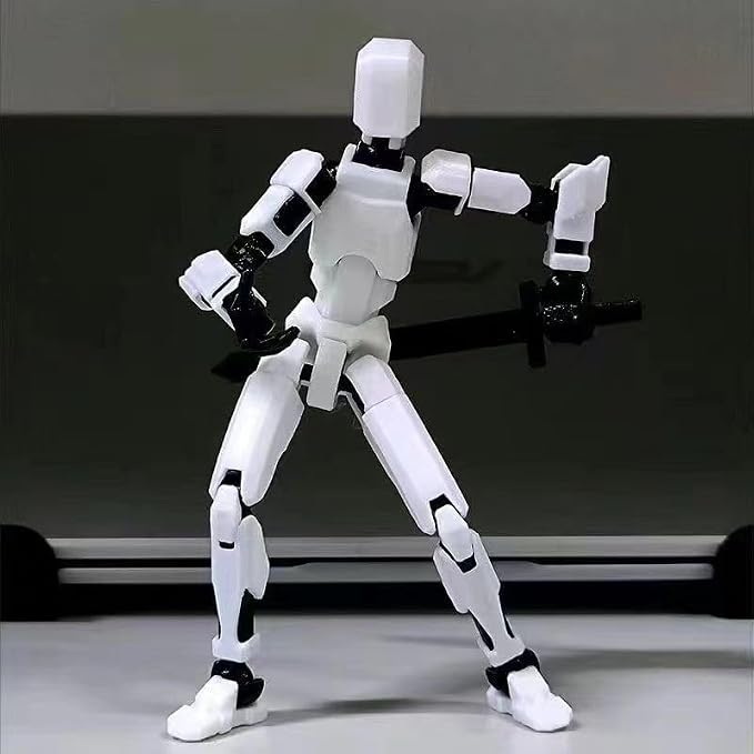 Dumwick Titan13 Action Figure, Lucky Robot 13 Action Figure,3D Printed Multi-Jointed Movable Action Figures,Dummy Robot 13 Figure Creative Gifts for Kids Adults(White)