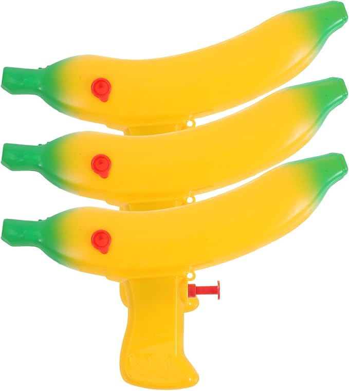 Hemoton 3 Pack Banana Water Guns for Kids, Mini Squirt Soakers, Toddler Outdoor Pool and Beach Toys, Summer Backyard Water Play Games, Compact Blasters for Boys and Girls