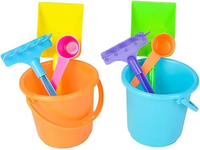 The Dreidel Company 48-Bulk Pack Mini Beach Playsets, Play Set Includes 1 Sand Bucket, 1 Shovel, 1 Rake, and 1 Scoop, Birthday Treats for Boys and Girls, Party Favors for Kids and Toddlers (48-Pack)