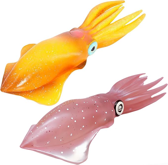Gemini&Genius Squid Toy for Kids, Marine Bioluminescent Animal Cuttlefish Toy Sea Animal Action Figure Gift Great for Educational, Cake Topper, Swim, Bath, Stocking Stuffer for Kids