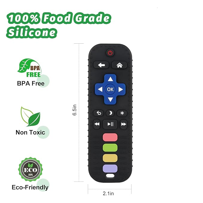 Fu Store Silicone Teething Toys for 0-12 Months 3-24 Months Infant Toddlers Remote Control Shape Teethers for Babies Chew Toys Relief Soothe Babies Gums Set Dishwasher and Refrigerator Safe Blue