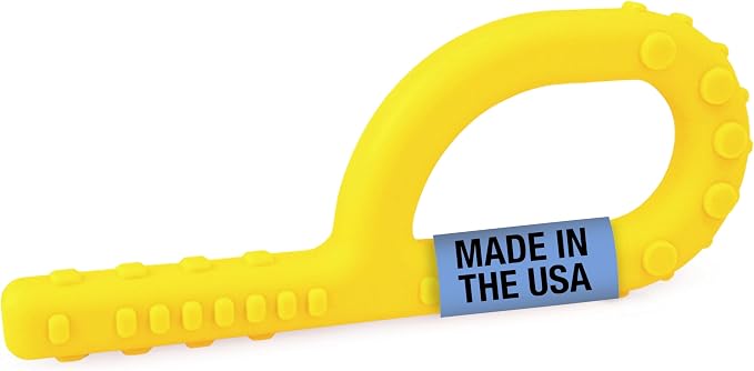 ARK Textured Grabber Sensory Chew, Sensory Toys for Kids and Adults, Chewy Fidget for Autism, ADHD, SPD, Anxiety, Medical-Grade Oral Motor Therapy Tools, Standard, Softest, Yellow