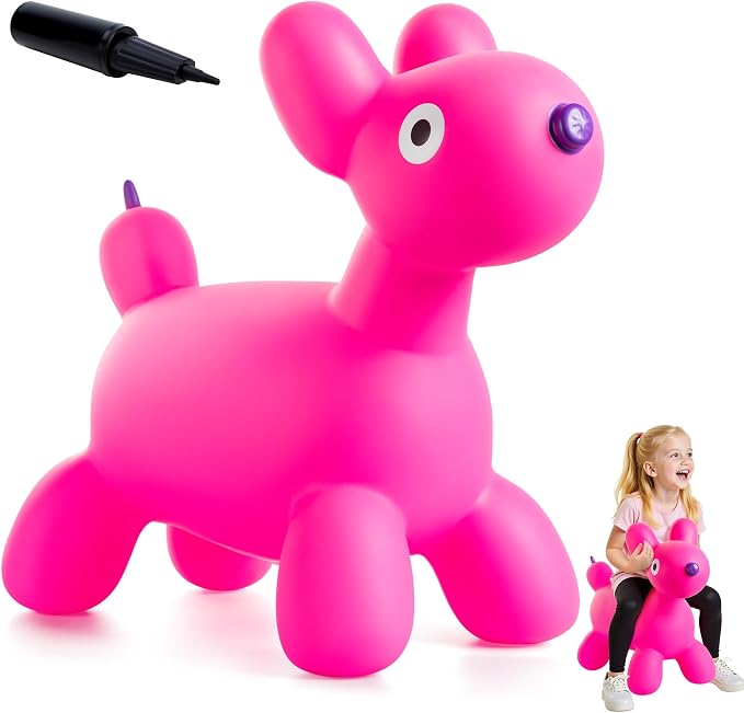 Bouncy Animal Hopper for Toddlers, Balloon Dog Inflatable Jumping Horse, Inflatable Ride on Dog Bouncer Hopping Toys Gifts for Boys Girls 18 Months 2 3 4 5 6 Years Old