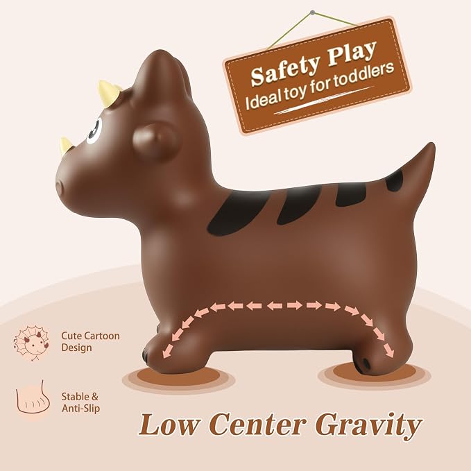 INPANY Bouncy Horse, Dinosaur Hopper Toys for Boys, Gifts Toy for Kid | Eco-Friendly PVC, Low Center Gravity, Cute Cartoon Design, Load 100 Lbs, Learn & Exercise & Active Fun, Gifts for 1-3 Kids