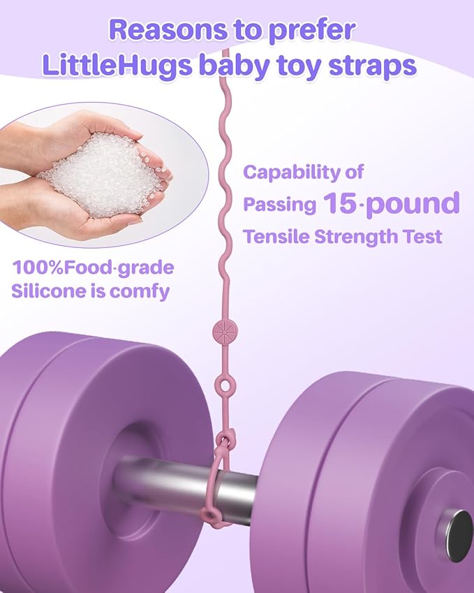 LittleHugs Toy Straps for Baby, 5pcs Adjustable Toy Holder for Stroller Accessories, Silicone Tether Pacifier Clip, No Throw Travel Essential Leash for High Chair, Car Seat (Girl-5 Pack)