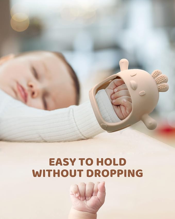 ChooKaChoo 2 Pack Baby Teething Toy Silicone Teething Mitten for Babies Over 3 Months Anti Dropping Wrist Hand Teethers Baby Chew Toys for Sucking Needs, BPA Free
