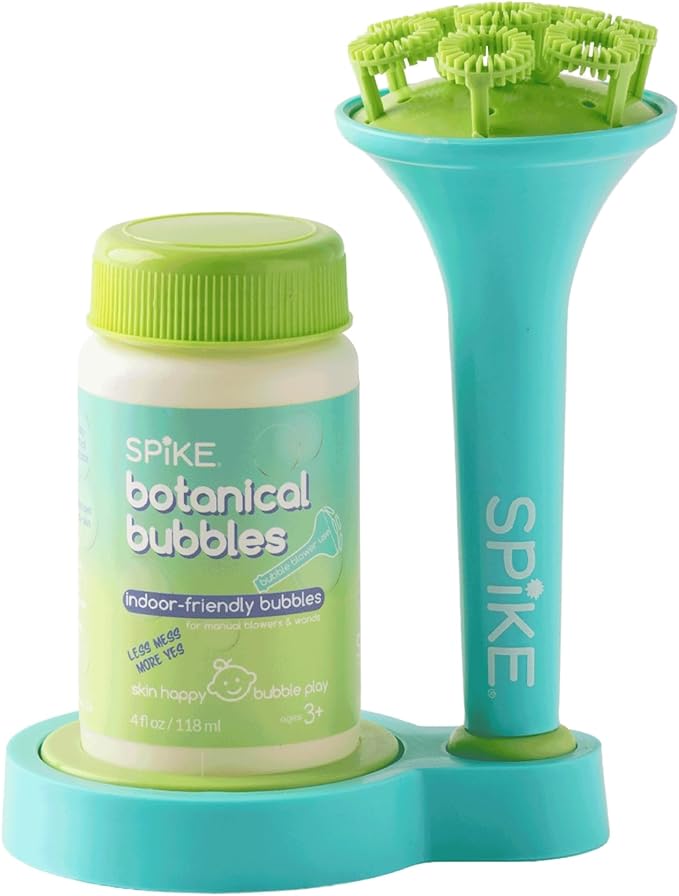 Innobaby Spike Bubble Blower with Mess Free Botanical Bubbles and Dipping Tray - Magic Wand Blows Oodles of Bubbles Without The Mess - Recommended for Speech, Visual & Motor Development - Color: Aqua