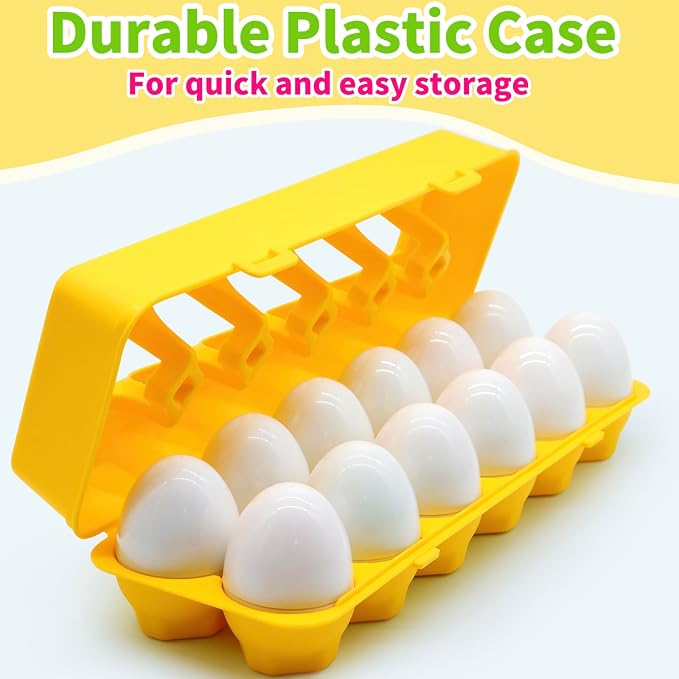 WEEJOYGAM Egg Toy, Toddler Montessori Toys for 1 2 3 Year Old Boy Girl Birthday Gift, Shape Sorter Color Sorting Matching Eggs for Toddlers 1-3, Play Egg Puzzle Sensory Fine Motor Skills Learning Game