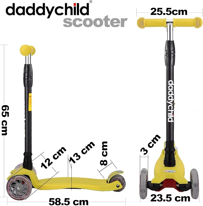 Scooters for Kids 3 Wheel Kick Scooter for Toddlers Girls & Boys, 4 Adjustable Height, Lean to Steer, Extra-Wide Deck, Light Up Wheels for Children from 3 to 14 Years Old
