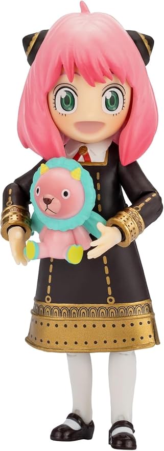 Total Anime Anya Forger - 6.5-Inch Scale Figure with Swappable Faceplates, Alternate Hands, Teddy Bear, and TV Set