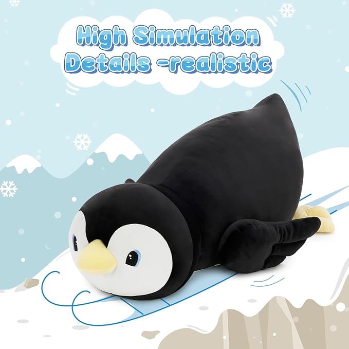 MorisMos 39.4 Inch Penguin Stuffed Animal Plush Toy, Long Penguin Plush Body Pillow, Cuddly Stuffed Penguin Plushie for Sleeping & Home Decor, Christmas Valentine's Birthday Gift for Kids & Adults