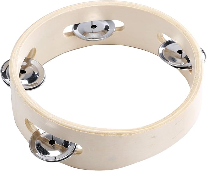 Tambourines for Kids Hand Held 6 inch Tambourine Ring Metal Jingles Percussion Musical Educational Hand Instrument for KTV Party Kids Games (6 inch ring)
