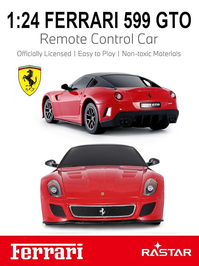 RASTAR 46400 1/24 RC Car Ferrari 599 GTO with 2.4G Remote | Officially Licensed, Ideal Gift, 2.4G Remote, Independent Suspension, RC Car Model for Play & Display