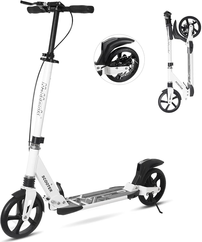 Nattork Scooter for Kids Teens and Adult Max Load 240LBS- Adjustable Height Folding Scooter with Large Sturdy Wheels Smooth Ride, Lightweight, Commuter Adult Scooters with Disc Brake,Shock Absorption