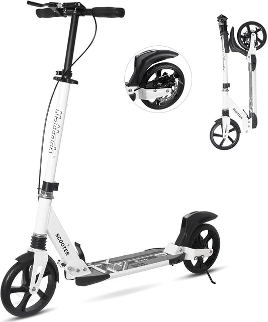 Nattork Scooter for Kids Teens and Adult Max Load 240LBS- Adjustable Height Folding Scooter with Large Sturdy Wheels Smooth Ride, Lightweight, Commuter Adult Scooters with Disc Brake,Shock Absorption