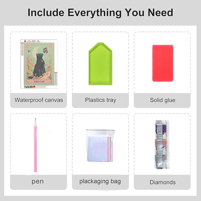 RYMILIE Cat Diamond Art Kits for Adults, Black Cat 5D Diamond Painting Kits for Beginners, DIY Round Full Drill Diamond Gem Art Crafts Paintings, Home Wall Decor 12X16 Inch