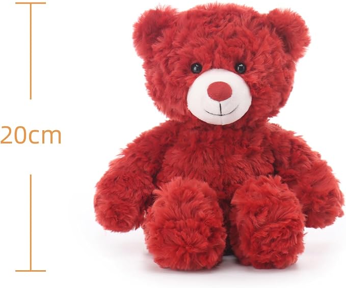 Apricot Lamb Plum Red Flower Bear Stuffed Animals for Kids, Soft Cute Plush Toys for Baby Girl and Boy, 8 Inches