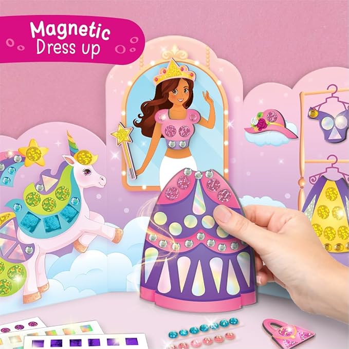 Imagimake Unicorn Craft Kit | 20+ Mess Free Activities | Bracelet Making Kit, Magnetic Board Princess Dress Up, Unicorn Stickers and More | 5,6,7,8 Year Old Girl Birthday Gift | Crafts for Girls 8-12