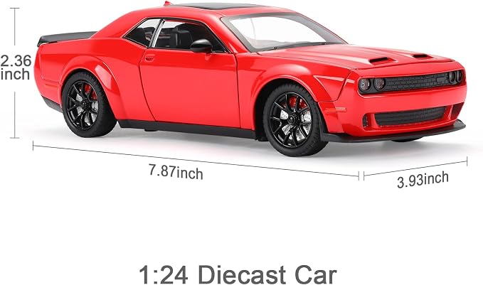Toy Cars for Boys Age 3-12 1:24 Car Toys Diecast Metal Car Model with Light & Sound Collectable Muscle Cars for 3+ Year Old Kids (Red)