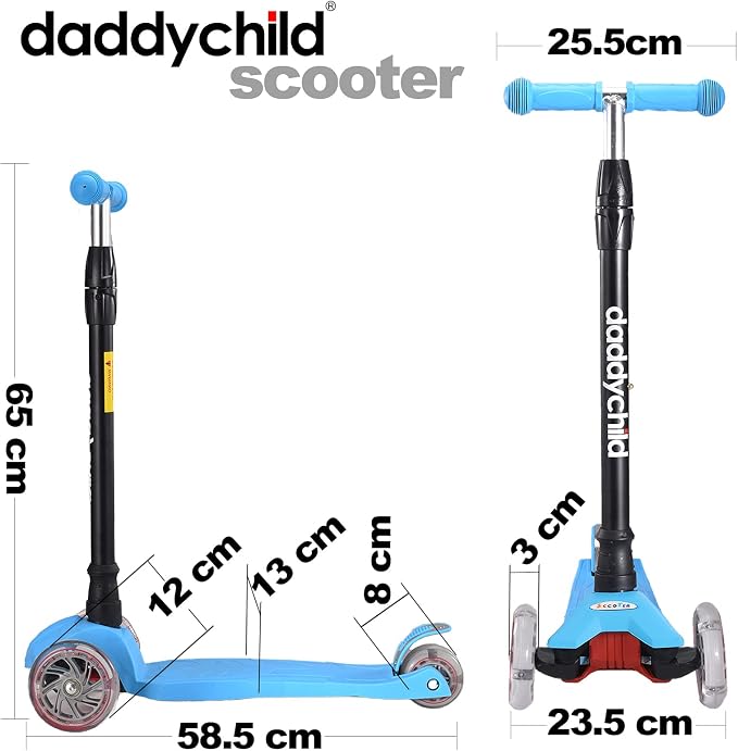 Scooters for Kids 3 Wheel Kick Scooter for Toddlers Girls & Boys, 4 Adjustable Height, Lean to Steer, Extra-Wide Deck, Light Up Wheels for Children from 3 to 14 Years Old