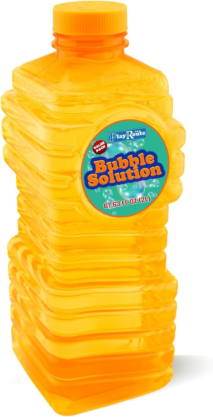 PlayRoute Bubble Solution | Bubbles Refill Solution 68 Oz. | Ready to Use Solution for Bubble Machines, Wands, Guns, & Other Bubble Blower Toys for Toddlers & Kids | Easy Grip Bulk Bottle