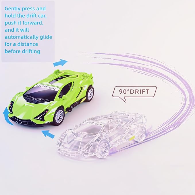 2 Pack Race Cars Pull Back, Push Go Inertial Drift Car Models for Toddlers - 3+ Year Old Toys for Kids Ages 4-8 - Perfect Car Toy Set