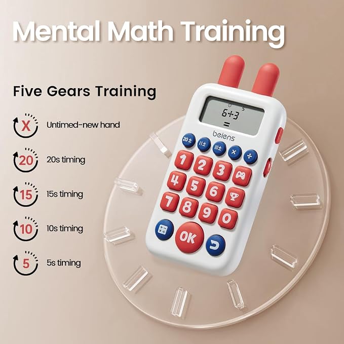 beiens Electronic Math Game for Kids 4-12, Addition Subtraction Multiplication Division Learning Toy, 24 Levels 3M+ Questions Mental Math Practice Educational STEM Toy for Birthday Gift