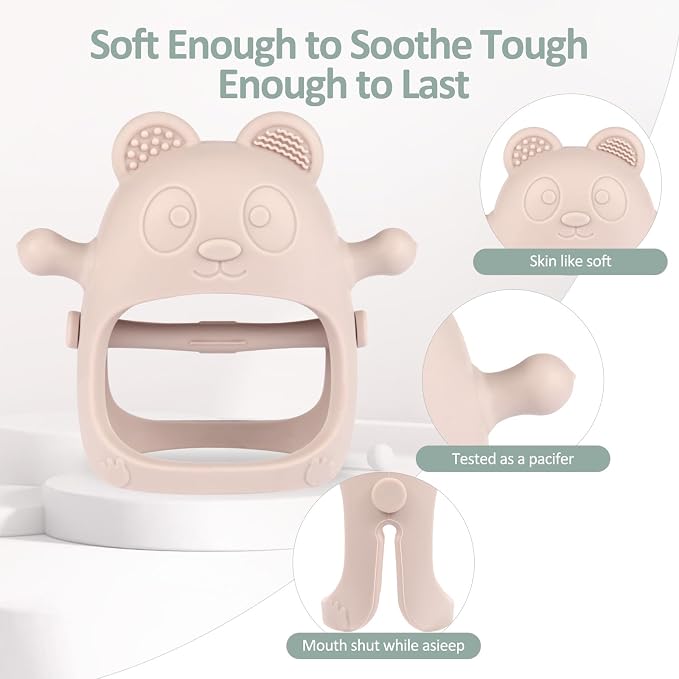 Eascrozn 3 Pack Baby Teething Toys Over 3 Months, Food Grade Silicone Teething Mitten for Babies, Anti Dropping Wrist Hand Baby Teether Chew Toys for Sucking Needs, BPA Free