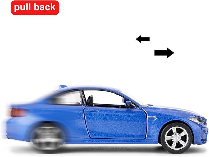 RMZ City 1:36 BMW M2 Toy Car, Diecast Pull Back Model Car, Collection Kids Toy for Aged 3 and up, Gift Blue
