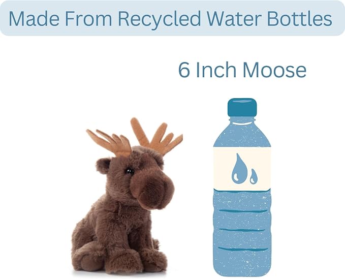 The Petting Zoo Moose Stuffed Animal Plushie, Gifts for Kids, Wild Onez Babiez Wildlife Animals, Moose Plush Toy 6 inches