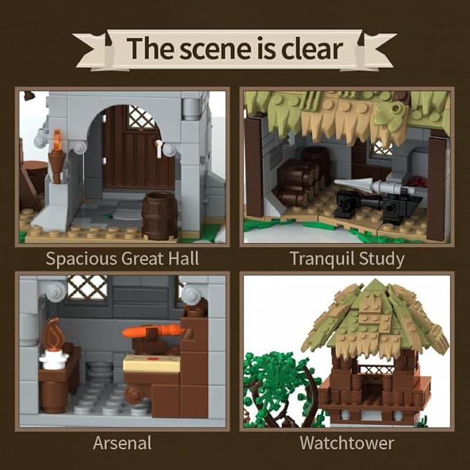Medieval Greenwood Range Building Bricks Set,Middle Building Set House Building Block Toy, Living Room Decorations,Collectible Display Set for Adults1109pcs