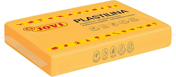 Jovi - Modeling Clay, 3 Pounds Total, 4 Non-Drying Bars, 0.77 lb Each, Arts and Crafts Non-Toxic and Gluten Free plasticine (Dark Yellow)