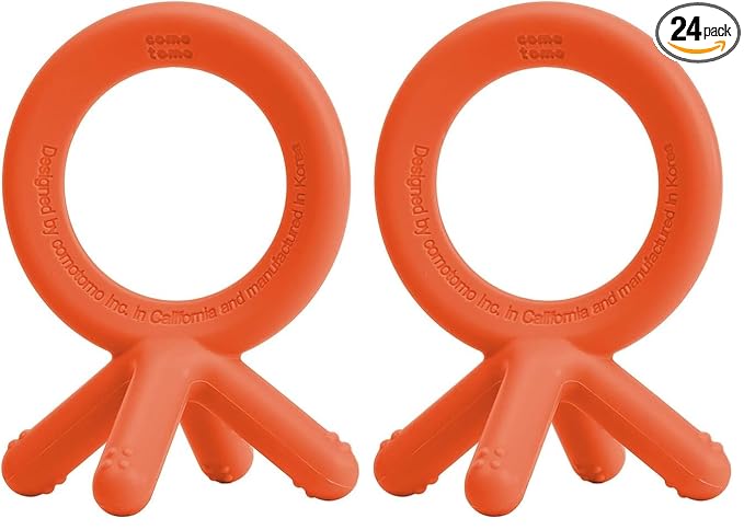 Comotomo Silicone Baby Teether, Orange (Pack of 2)