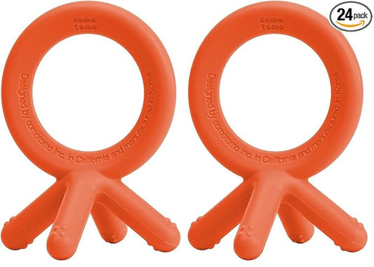 Comotomo Silicone Baby Teether, Orange (Pack of 2)