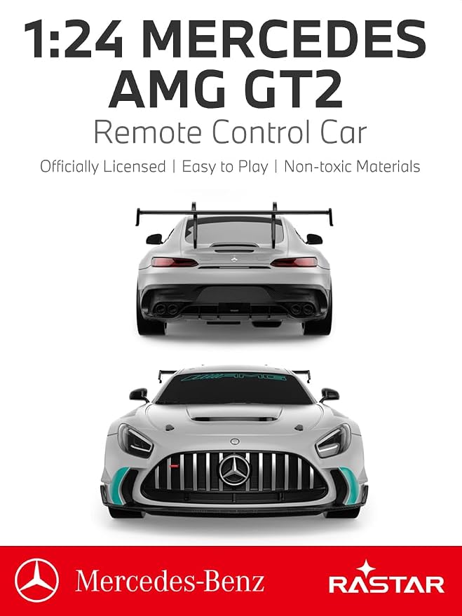 RASTAR 10230 1/24 RC Car Mercedes-AMG GT2 with 2.4G Remote, Gray | Officially Licensed, Ideal Gift, 2.4G Remote, Independent Suspension, Racing Car Model for Play & Display