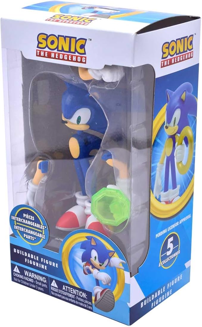 Just Toys – Sonic the Hedgehog Action Figure, 4" Buildable Poseable | Officially Licensed Sonic figure with interchangeable arms & accessories — 4 inch articulated, poseable collectible