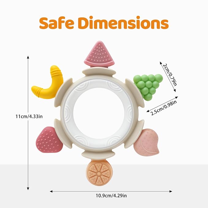 Baby Teething Toys for Babies 3-6 Months, Teething Rings for Sore Gum Relief, Silicone Baby Teether Toys 6-12 Months, Sensory Chew Toy Infant Teether Baby Essentials Gift for Girls Boys, Brown