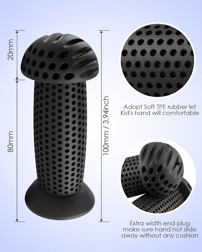 100mm Kids Bike Grips - Bicycle Handlebar Grips with Mushroom Pattern for Kick Scooters, Balance Bikes, and Bikes