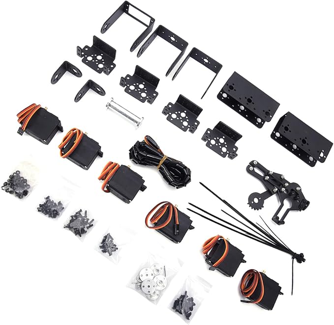 6DOF Robot Mechanical Arm Kit, Programming Robotic Clamp Hand Claw with 6 Servo Motors, 180 Degree Angle Manipulator Industrial Robot Parts for College Teaching