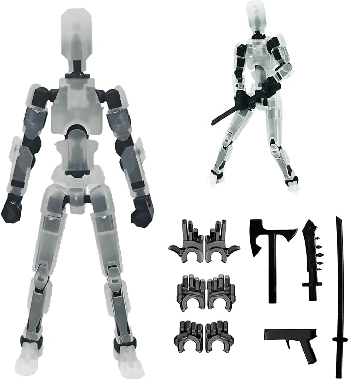 DANONI Titan 13 Action Figure, Lucky Robot Action Figures,Creative 3D Printed Action Figure,Multi Jointed Action Figures Desktop Decorations for Kids Adult(Transparent-Assembly Completed)