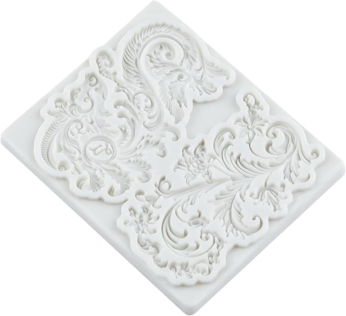 Baroque Scroll Lace Silicone Mold Vintage Curlicues Relief Flower Lace Filigree Polymer Clay Molds for DIY Crafts Epoxy Resin Casting Air Dry Polymer Clay Plaster Jewelry Making