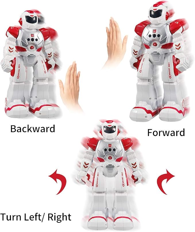 Remote Control Robots for Kids,Intellectual Gesture Sensor Programmable RC Robot Toys with Infrared Controller,Early Education,Speak,Dance,Sing,Walk,Robot Kits for Boys and Girls(Red/White)