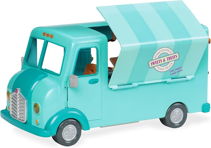 Li'l Woodzeez – Honeysuckle Sweets Food Truck with 89 Pieces Toy Set, Ice Cream Machine & Kitchen Accessories, Miniature Play Food, Collectible Toys for 3+ Years